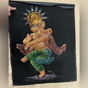 Elegant Handpainted Ganesha Wall Art on felt